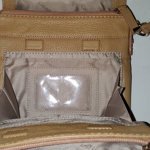 Calvin Klein small light mustard color  shoulder purse with multiple poc… - Picture 5 of 6